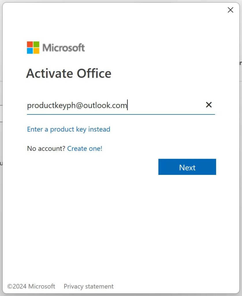 activate office 2024 home and business