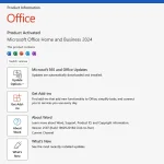 Office Home & Business 2024 license in-app activation proof, showing the 'Product Activated' status.