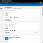 Office Home & Business 2024 license purchase record shown in the Microsoft account's official Order History page.