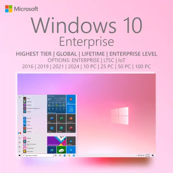 Windows 10 Enterprise license for businesses in the Philippines, showing available editions like LTSC and IoT.