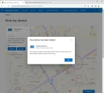 Windows 10 Home license remote lock confirmation screen, showing the "Your device has been locked" message.