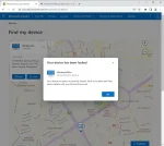 Windows 10 Pro license remote lock confirmation screen, showing the "Your device has been locked" message.