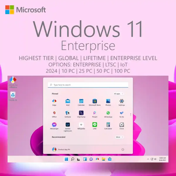Windows 11 Enterprise license for businesses in the Philippines, showing available editions like LTSC and IoT.