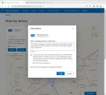 Windows 11 Home license "Find my device" security feature, showing the remote lock and locate function.