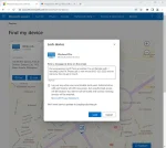 Windows 11 Pro license "Find my device" security feature, showing the remote lock and locate function.