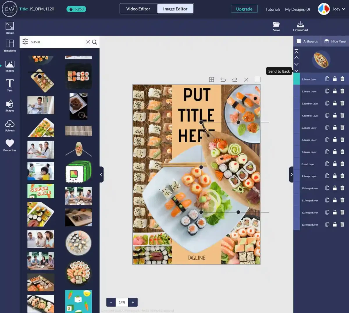 Design Wizard Pro lifetime subscription image editor interface, showing the tools & layers for creating custom graphics.