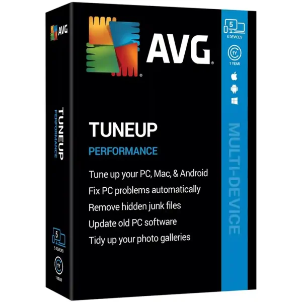 AVG TuneUp license for 5 devices to automatically fix PC problems and clean junk files for sale in the Philippines.