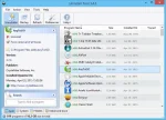 CrystalIdea Uninstall Tool license interface listing installed programs with publisher details and uninstall options.